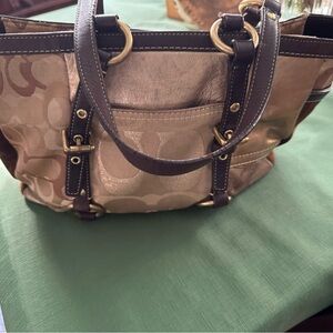 Coach Gold and Brown Tote Bag